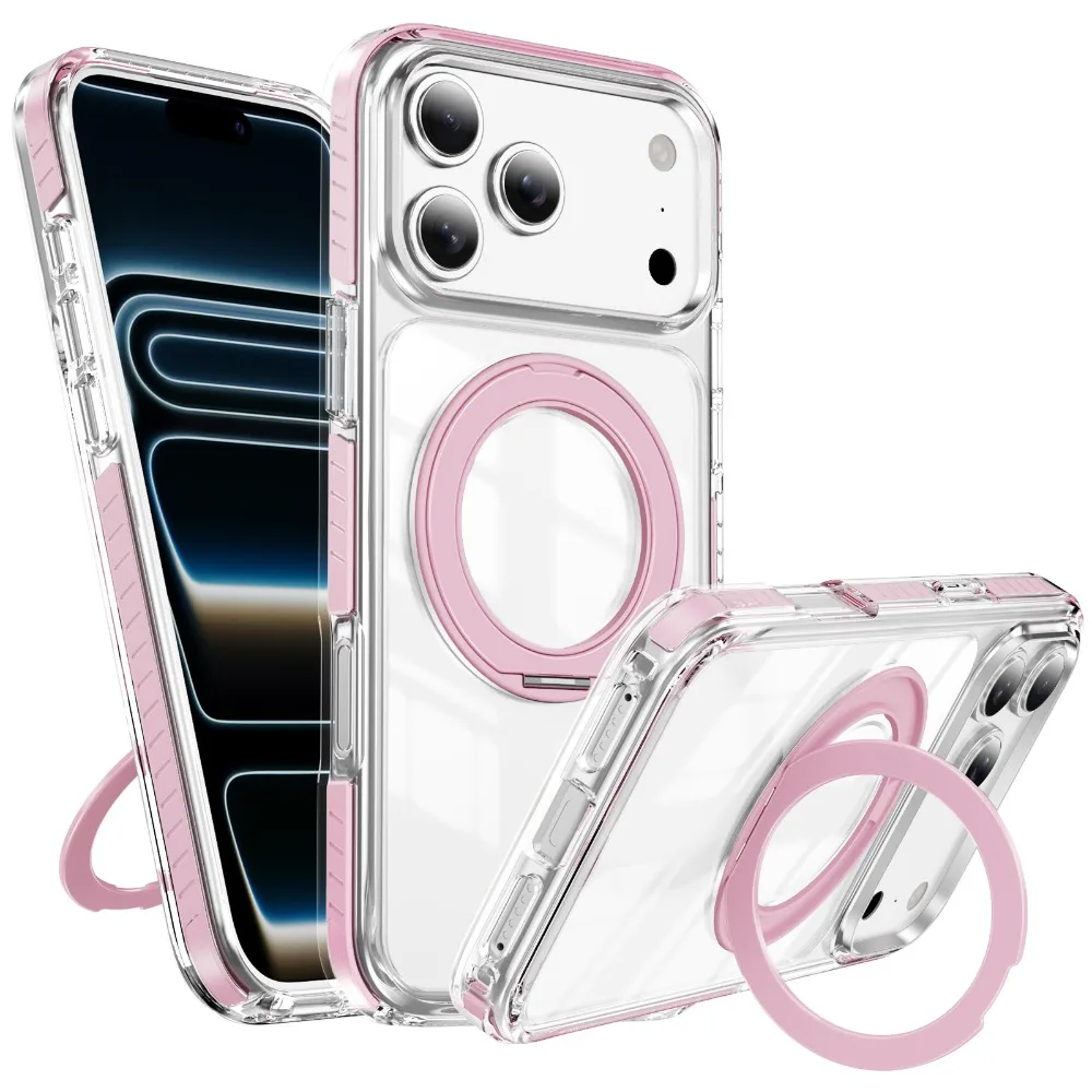 Universal 360° Rotating Ring Stand Case with Transparent Magnetic Cover