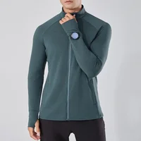 Men's Women's Marathon Running Training Jackets Thumb Holes Watch hole Stand collar Fitness Winter Jogging Training Zipper Coat 1