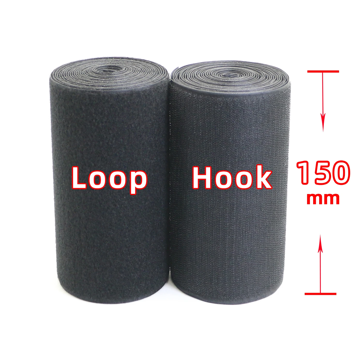 Versatile 150mm Non-Adhesive Hook and Loop Fastener Tape - Sewing-On Black & White