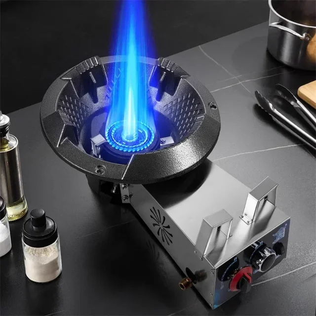 Commercial Restaurant Fierce Fire Stove Natural Gas Liquefied Gas Stove with Flameout Protection Blower Gas Cooker Low Pressure