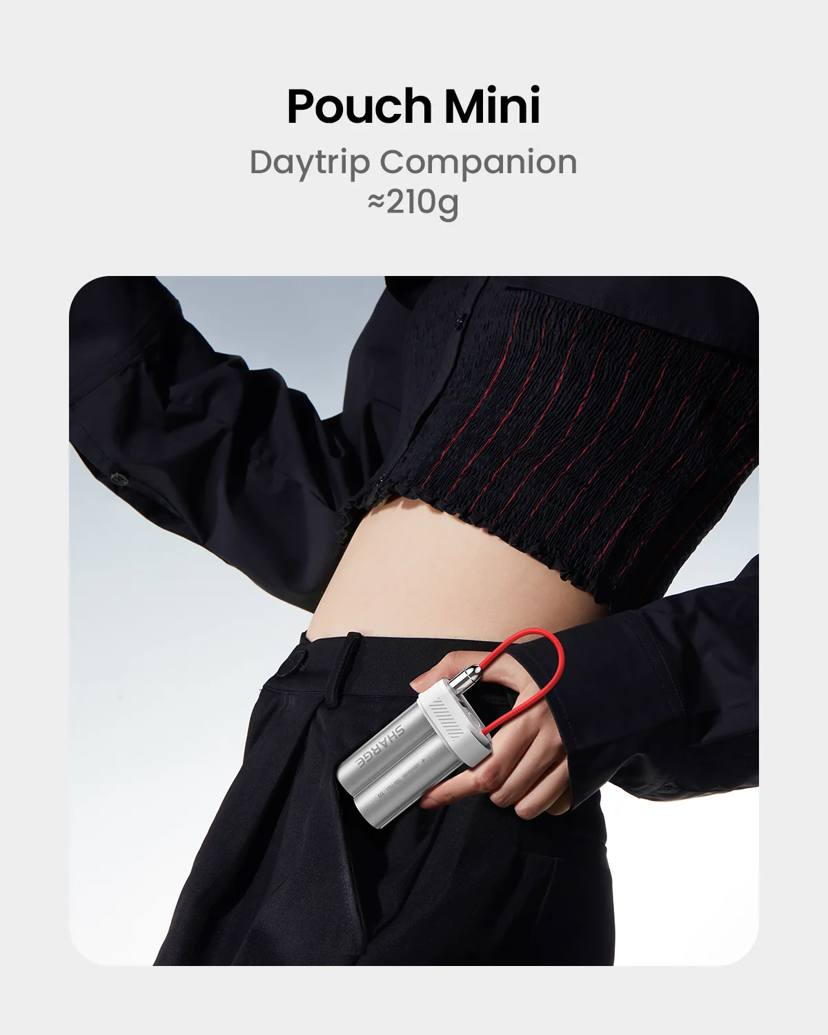 SHARGE Pouch Mini 10000mAh Power Bank 30W Portable Charger with Built-in Type C Cable to USB-A Port Battery Pack for iPhone 16 6