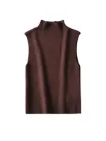 Women Fashion Fitted Basic Ribbed Knit Tank Tops Vintage High Neck Sleeveless Female Camis Chic Vest Top Mujer - Image 3