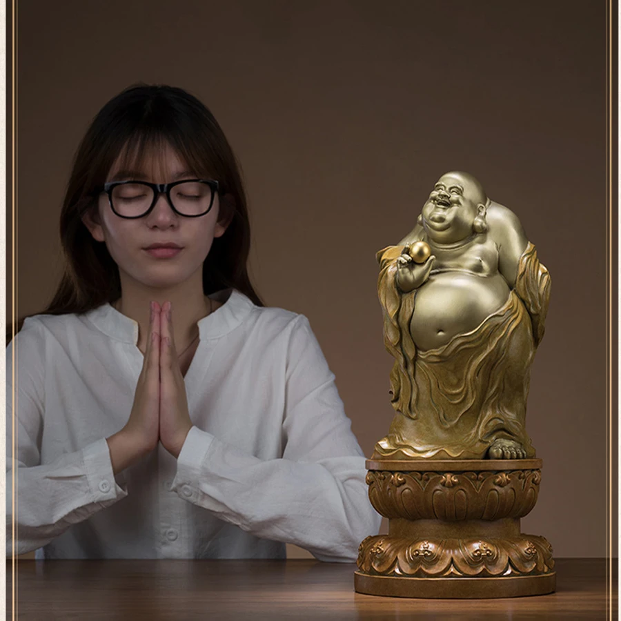 

high grade buddha statue Deco art HOME SHOP bring wealth MONEY GOOD LUCK Fortune Maitreya Buddha Copper Sculpture statue