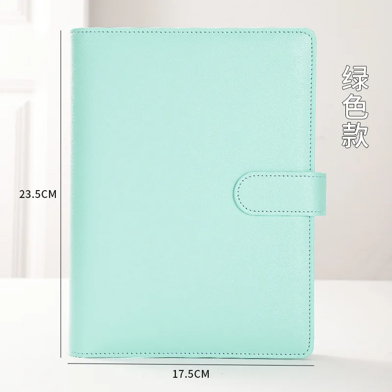 Compact PU Leather Binder Wallet with Magnetic Closure, Refillable 6-Ring Planner Cover