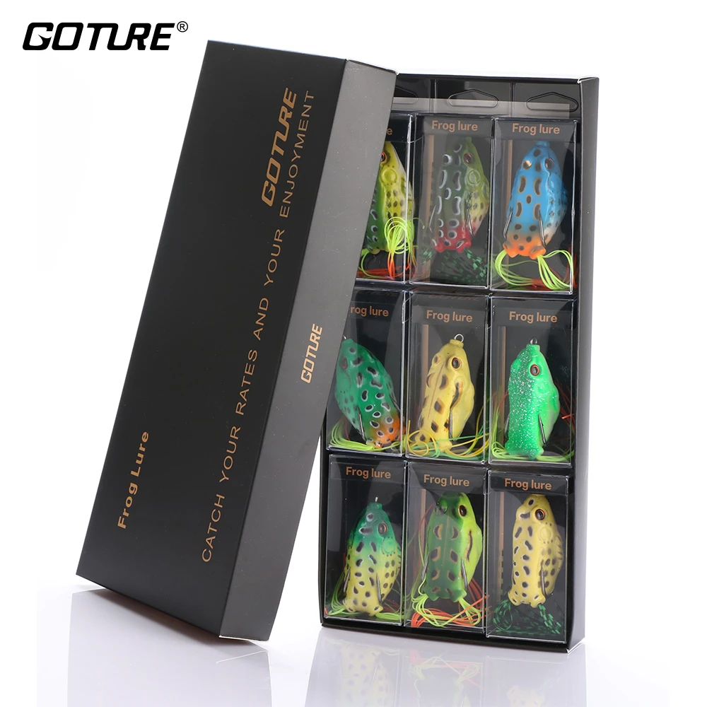 

Goture 9pcs/set Frog Fishing Lure 5.5cm 12.5g Soft Silicone Bait Crankbaits Wobblers Artificial Bait Fishing Lures Carp Fishing
