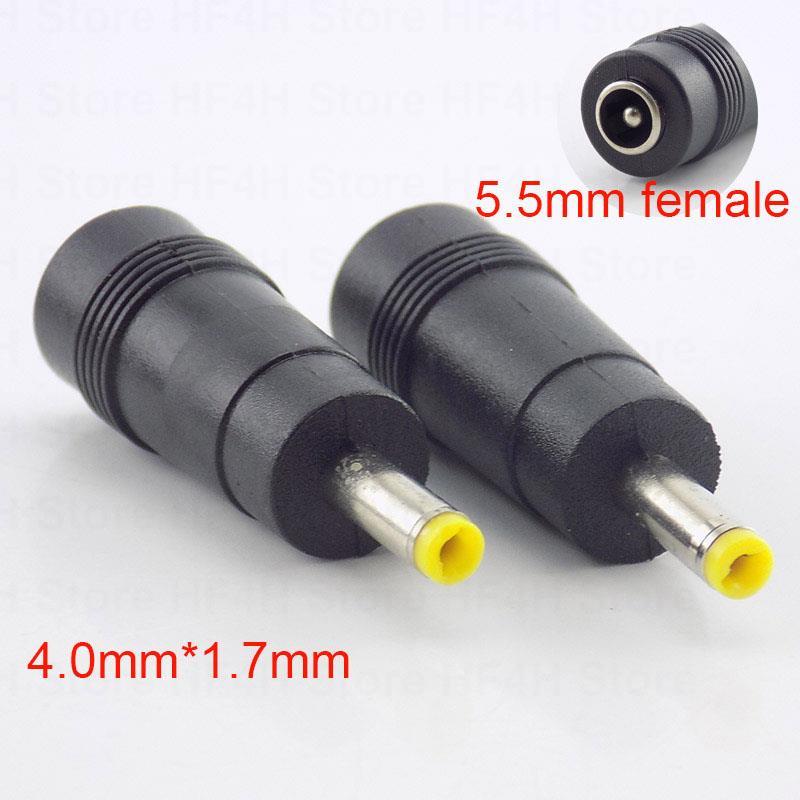 5pcs 5.5mm X 2.1mm DC Female To 4.0mm X 1.7mm Male DC Power Plug Adapter Connector pc Computer Cables Jack Notebook Laptop B4