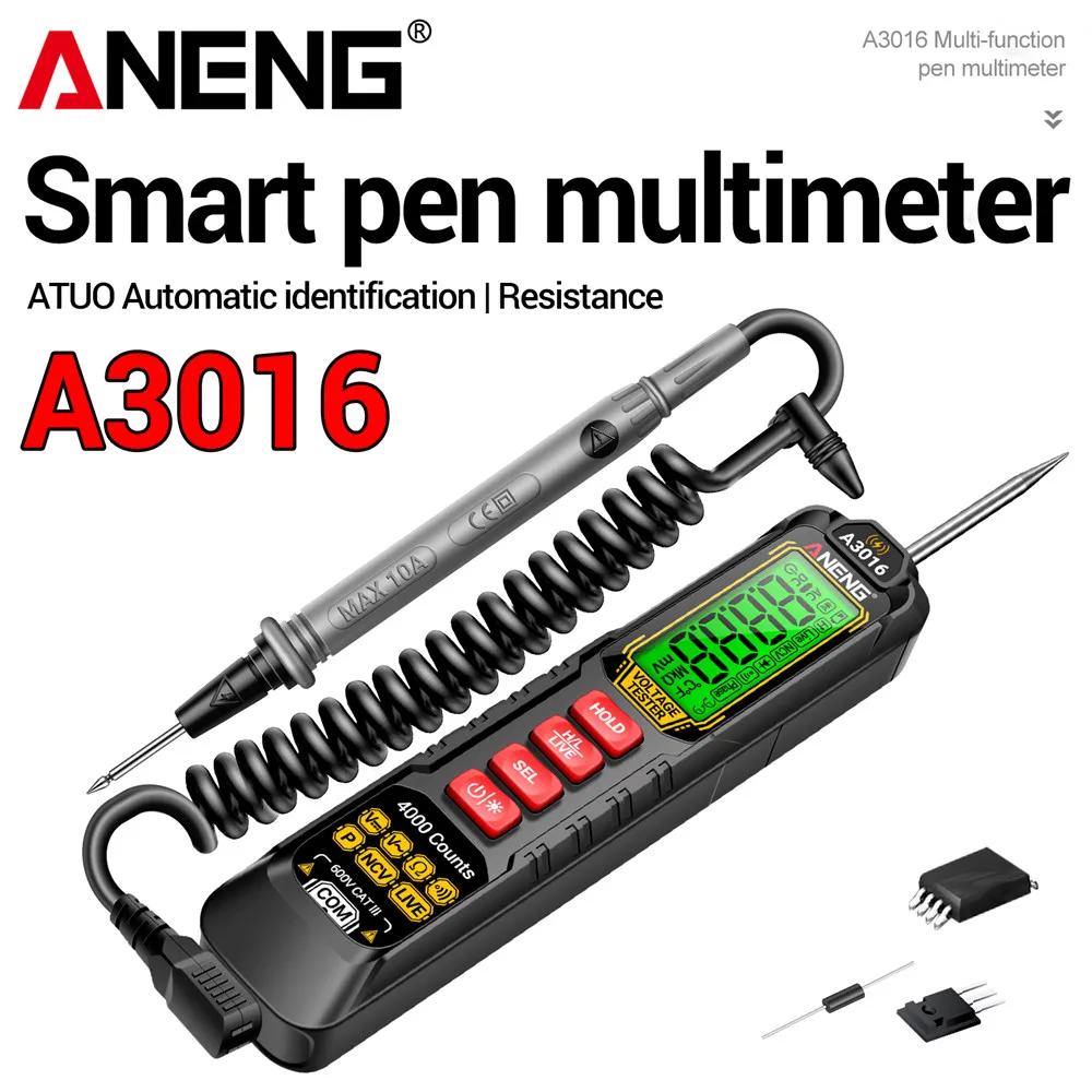 ANENG A3016 Digital Pen Multimeter 500mA Rechargeable Tester 4000 Counts AC/DC Voltage 40MOhm NCV Detector Tools