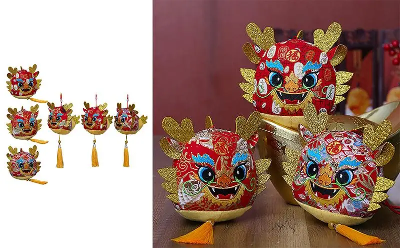 Dragon Mascot Doll Spring Festive Zodiac Lucky Cute Cartoon Dragon Plush Stuffed Chinese New Year Gift For Boys Girls Kids child 24 30 60pcs red envelope new year the year of the tiger festive money gift bags chinese hongbao for lucky