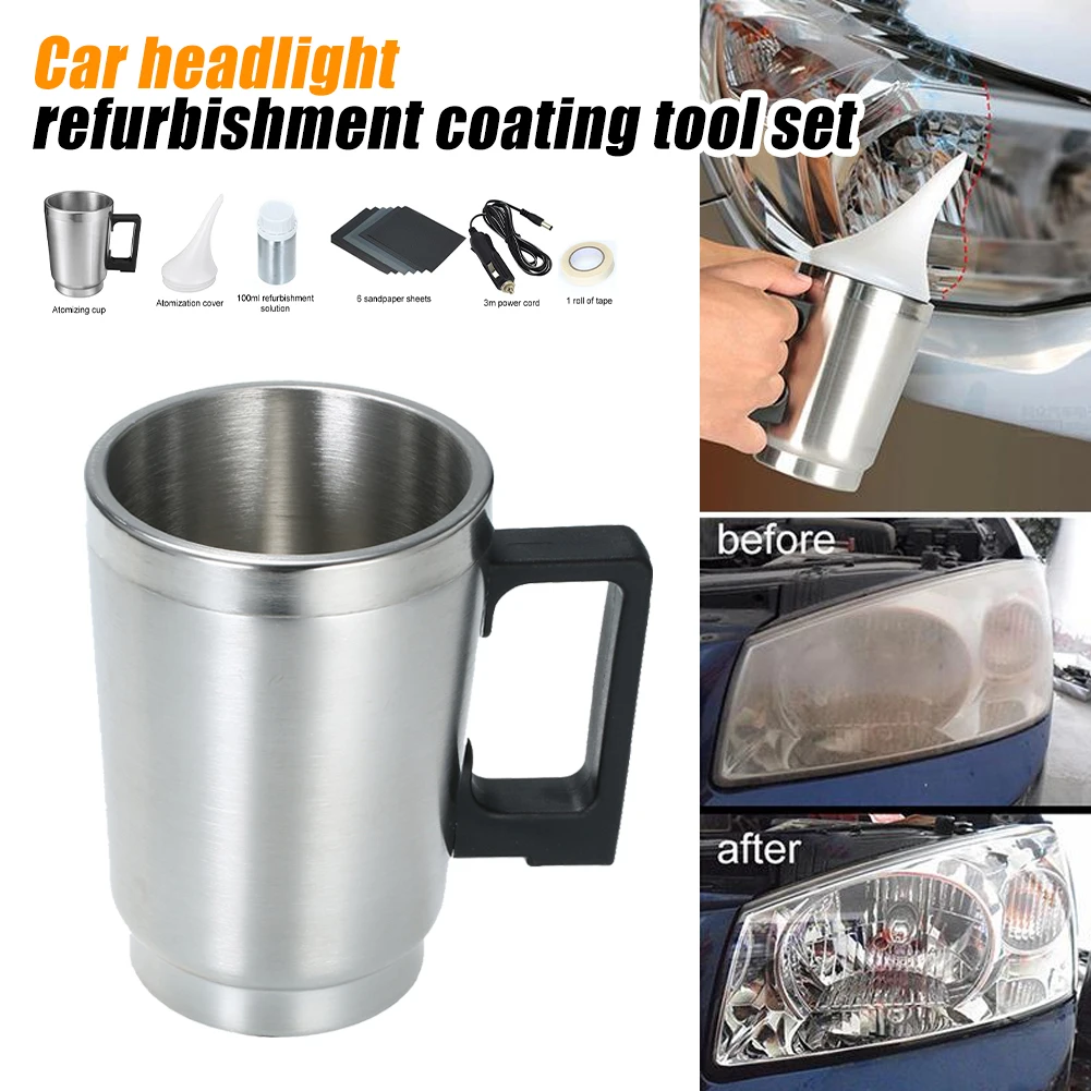 

Heating Atomizing Cup Car Headlight Restoration Kit Automotive Headlight Lens Polish Repair Kit Headlight Repair Tool