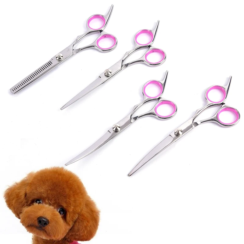 Professional Grooming Scissors For Dogs Cats Safety Round Tips Curved Blade Scissor Sharp Hairdressing Pet Cough Scissors