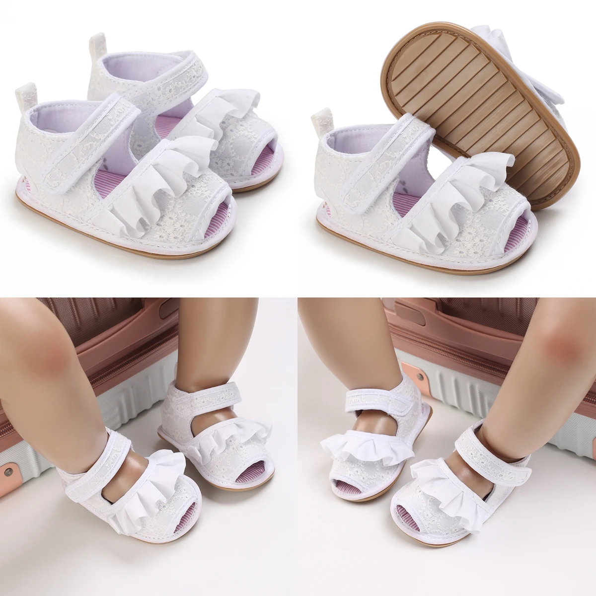 2022 nuovissime scarpe per bambini ragazze sandali Casual estivi suola in gomma morbida antiscivolo primo camminatore battesimo bianco bambino