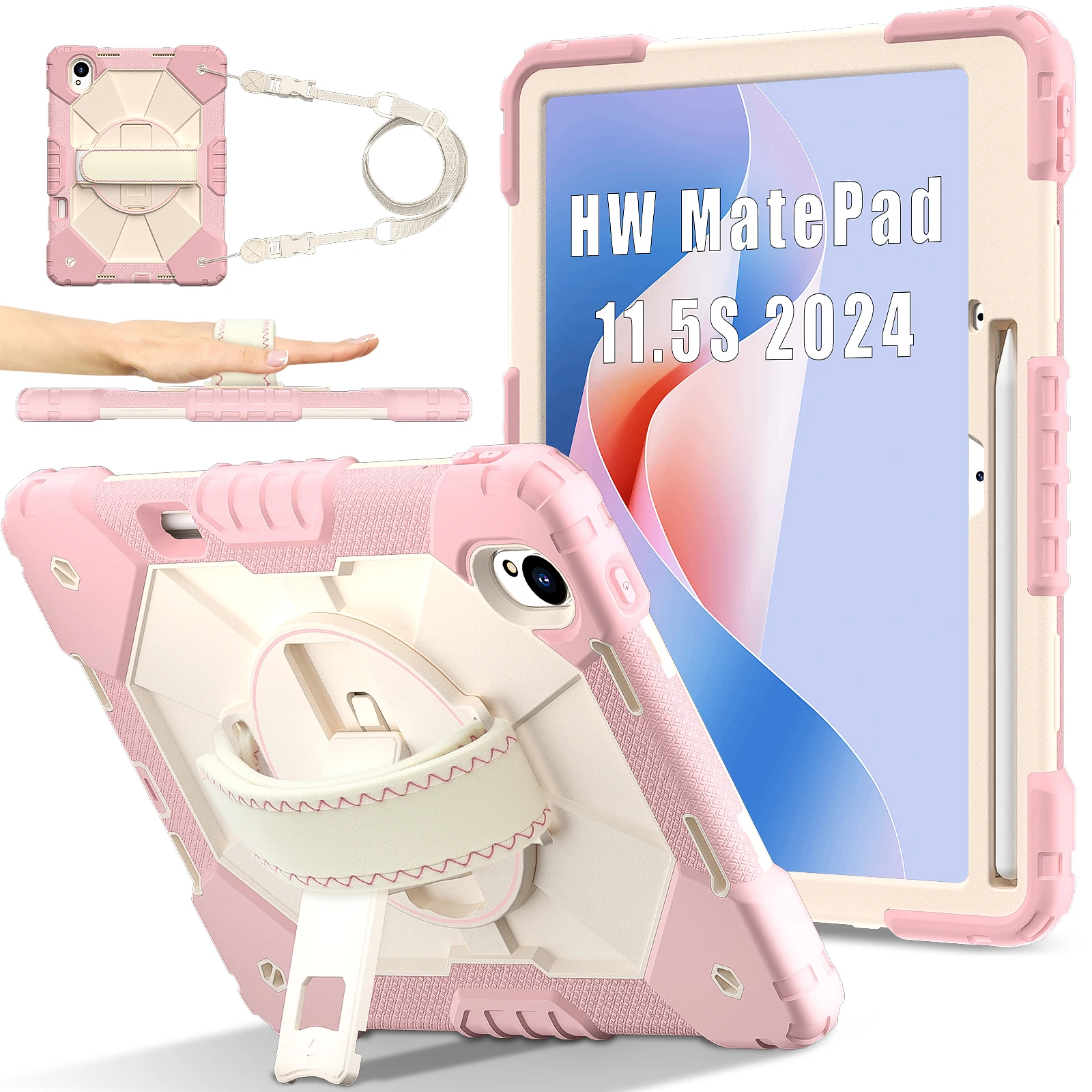 Rugged Protective Tablet Case with Kickstand, Wristband, and Shoulder Straps, 11.5-Inch