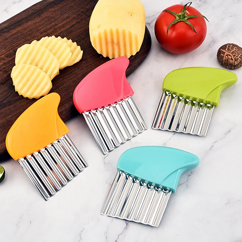5PCS/set Stainless Steel Wavy Edged French Fries Cutter Durable Potato Chip Slicer Potato Shred Vegetable Chopper Kitchen Tools