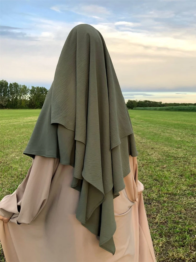 

2 Layer Khimar Hijab Ramadan Eid Prayer Garment Muslim Abaya Long Headcarf Turban Hijabs for Woman Islamic Saudi Turkey Niqab