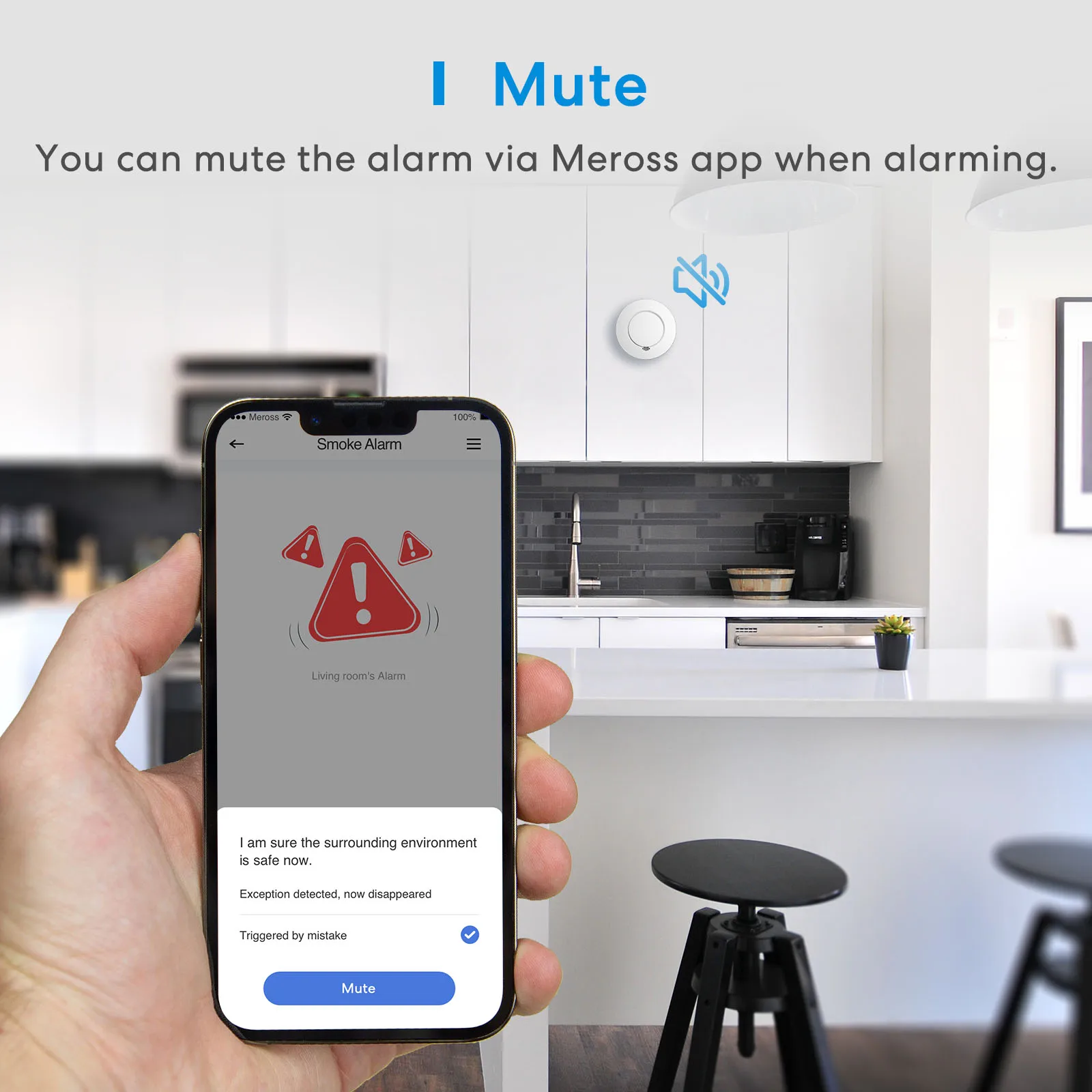 Meross HomeKit WiFi 연기 및 화재 감지기 VDS DIN EN 14604 Google Alexa를 통해 테스트된 가정용 허브가 있는 스마트 연기 경보 감지기