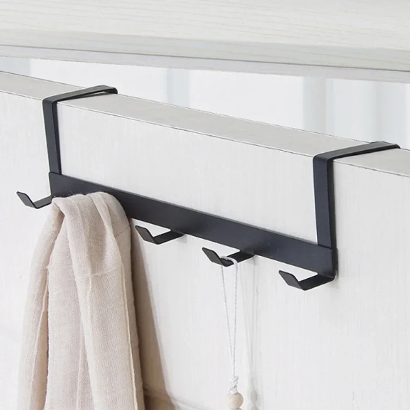 Door Hook Hooks Over The Door 5 Hooks Home Bathroom Organizer Rack Clothes Coat Hat Towel Hanger Bathroom Kitchen Accessories Holder