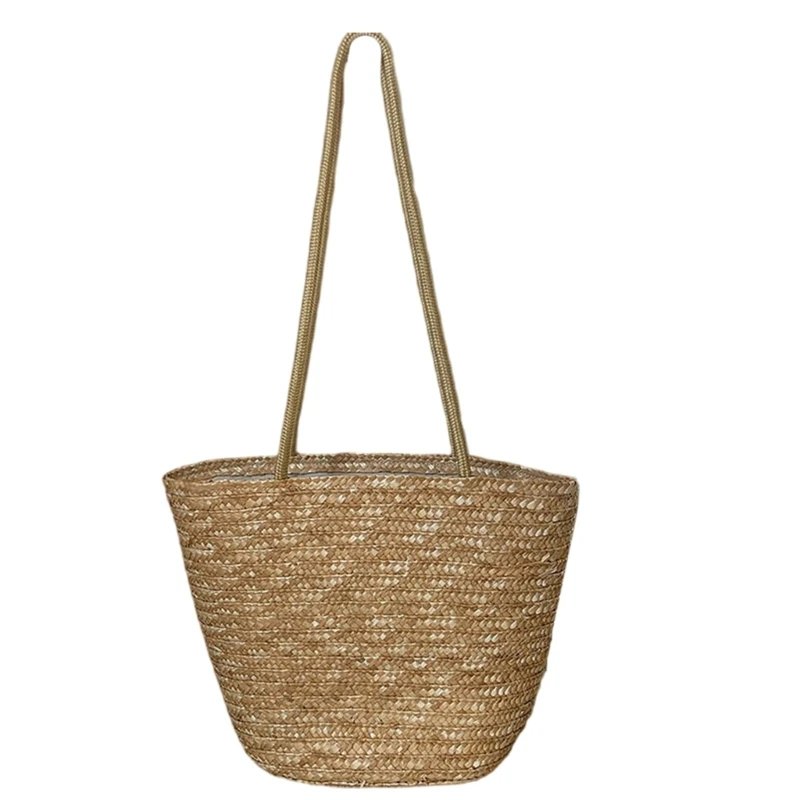 French Large Capacity Straw Bag Handbag Shoulder Bag for Beach Vacations