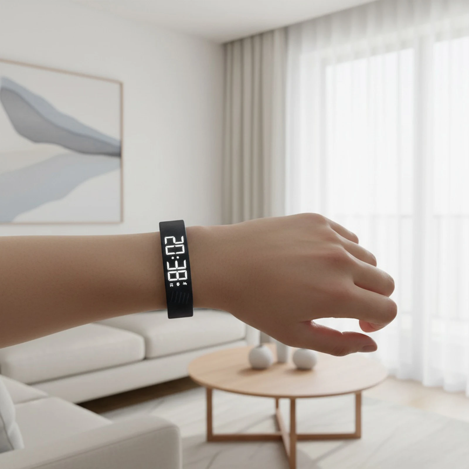 Smart Wristband With Digital Led Clock And Running Pedometer_voghion.com