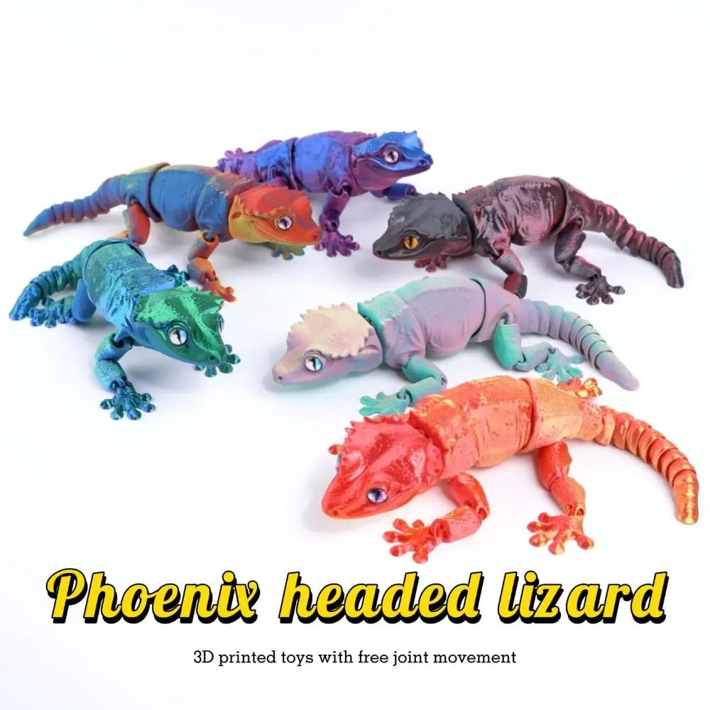 PLA Plastic 3D Printed Movable Lizard Model Home Decor