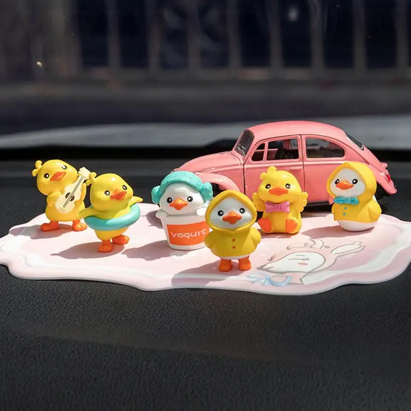 

6pcs Car Dashboard Ornament Durable Cute Muti Shaped Little Yellow Duck Pendent Auto Styling Car Interior Decoration Accessories