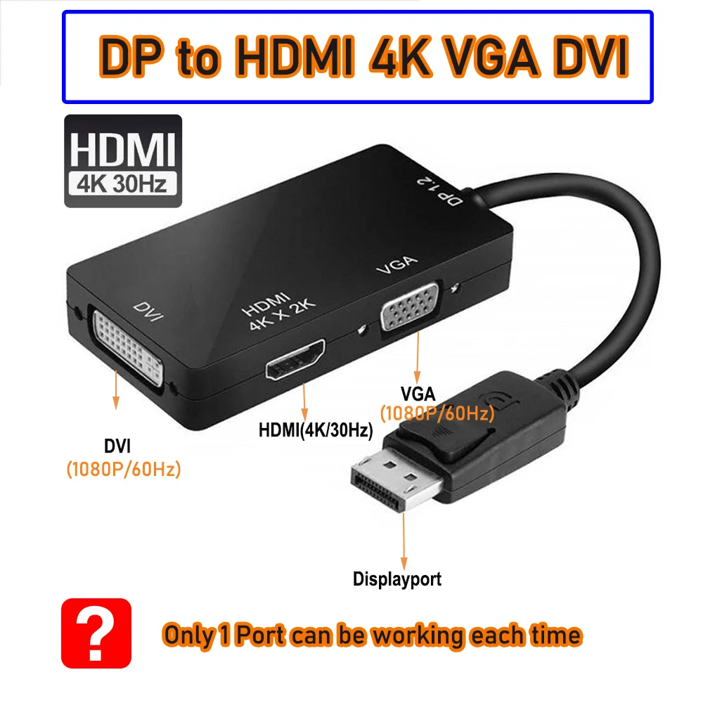 DisplayPort to HDMI 4K DP VGA HDMI DVI Mini Displayport video
