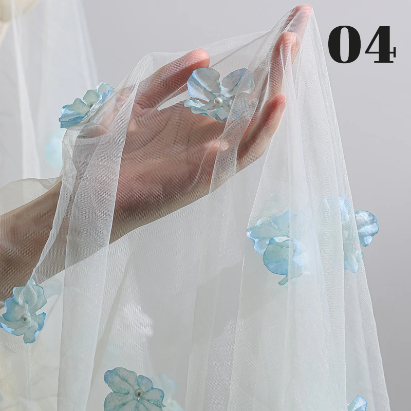 3D-Blume, weicher Netzstoff, süße Feenkleider, Hochzeitskleid, Kleidung, DIY, handgefertigtes Material, bionische Begonie, Blumen-Gaze-Tuch – Detail 3