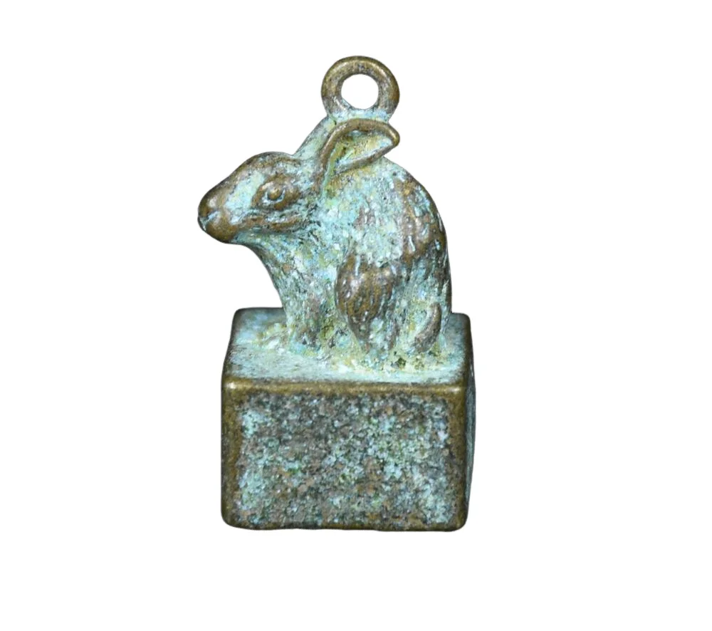 

2.5CM Rare Old Chinese Red Copper Dynasty Palace Rabbit Seal Signet Stamp