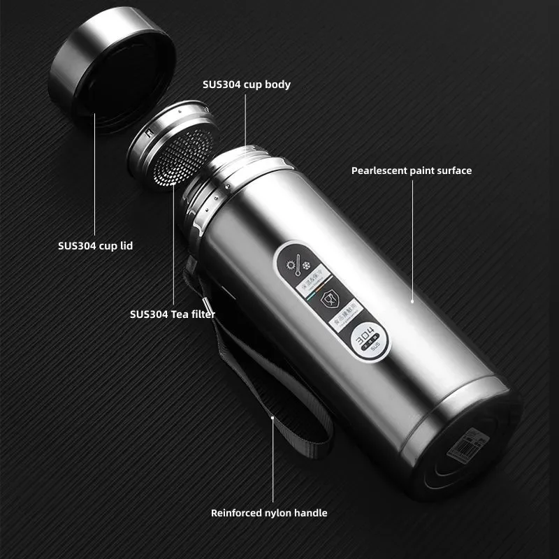 LED Temperature Display Insulated Stainless Steel Thermos Cup - 500ml