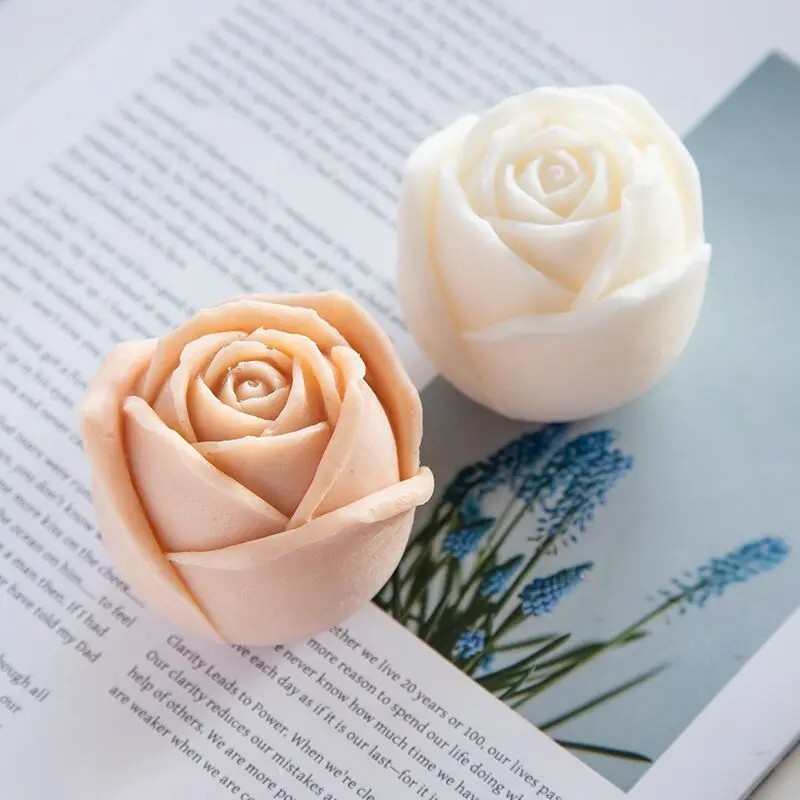 DIY Six hole rose candle silicone mold rose cake chocolate silicone mold  soap mold Large Peony bouquet candle silicone mold