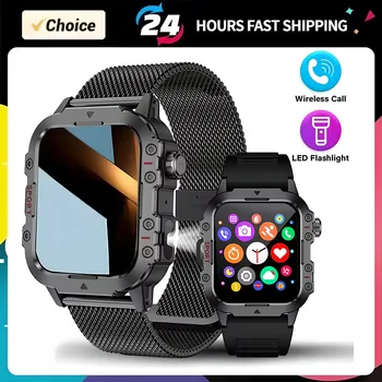 Smart Watch With Flashlight Function, Wireless Calls, Health Monitor，Message Reminders, Suitable For Iphone And Android Phones