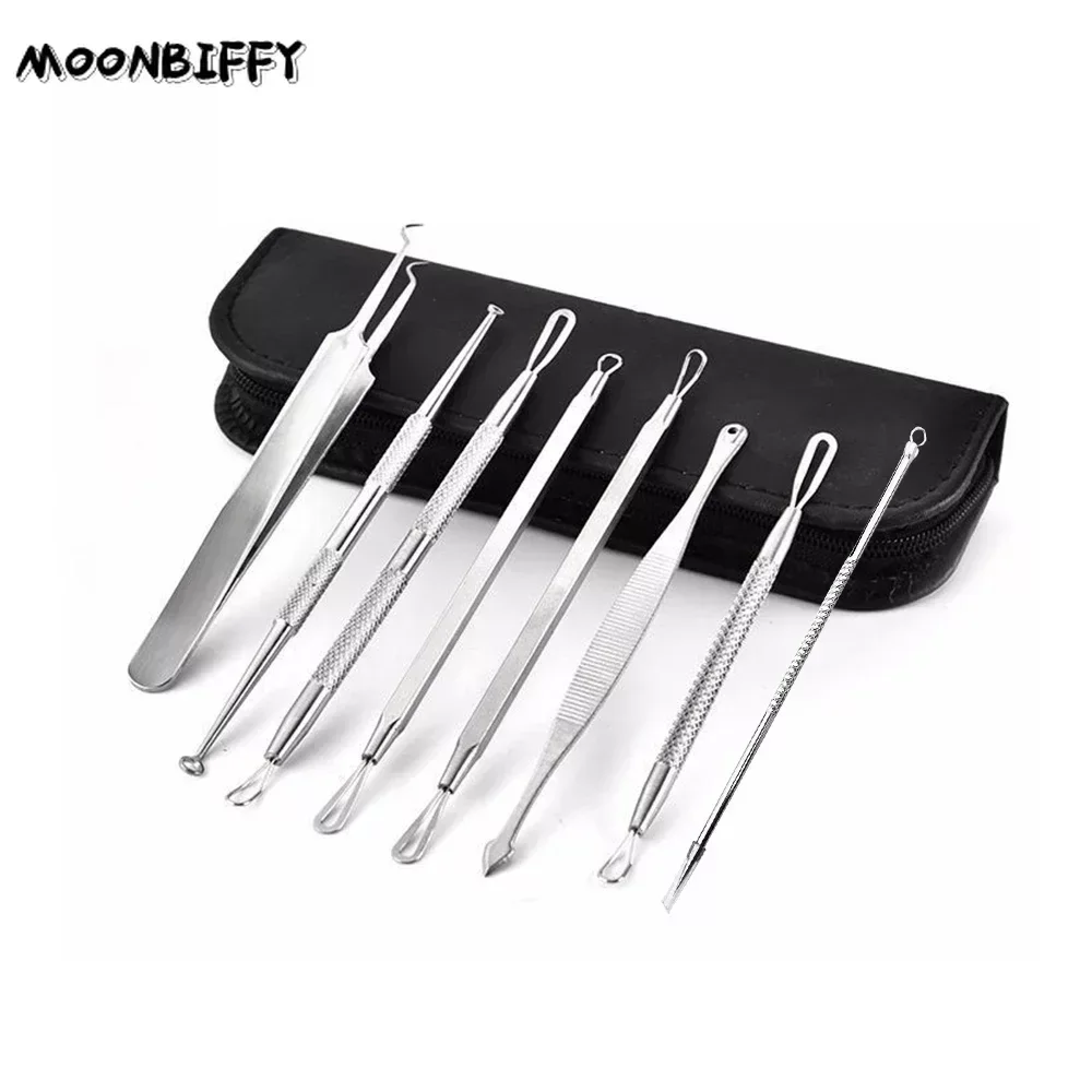 

7/8pcs Blackhead Remover Tool Acne Black Spots Needles Tweezer Pore Cleanser Vacum Face Skin Care Tools Blemish Extractor Kit