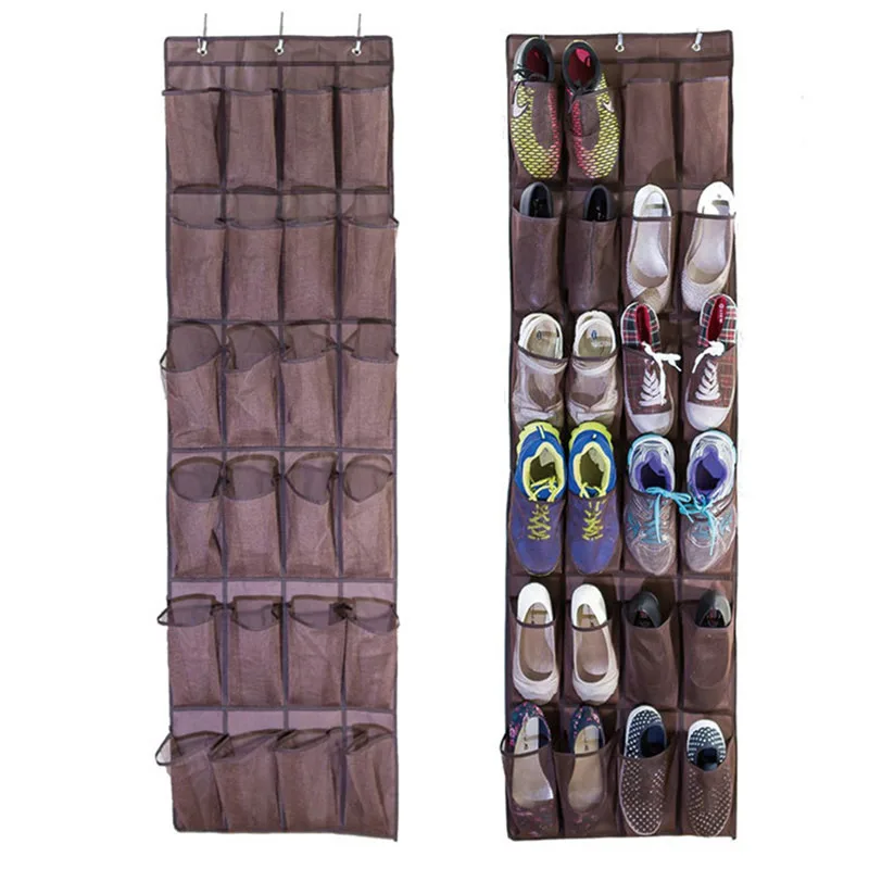 24 Pockets Shoe Hanger Door Hanging Storage Organizer Rack Wall Storage Bag Closet Holder