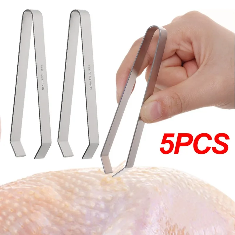 Stainless Steel Fish Bone Tweezers Chicken Feather Pig Hair Puller Remover Tong Seafood Salmon Bone Clip Kitchen Gadgets Fish Bone Tweezers 1/5PCS