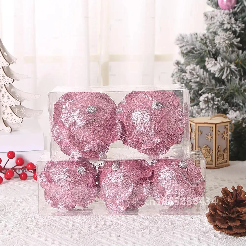 thumbnail image 1 of Bolas de purpurina para colgar en el árbol de Navidad, forma de pétalo, piñas de pino, para decoración del hogar, fiestas de Navidad, Año Nuevo 2023, 8/10 cm, 1 of 5