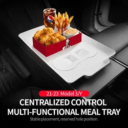 Dining Tray for Tesla Model 3 Y Central Control Travel Table Fast Food Drink Plate Cup Holder Car Interior Accessories 2021-2023