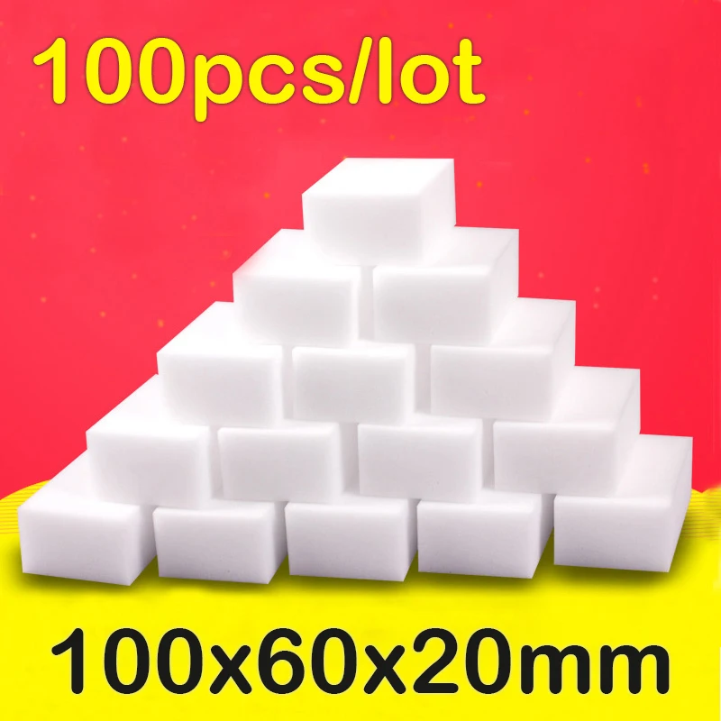 100 PCS/Lot Melamine Sponge Magic Sponge Eraser Kitchen Sponge Cleaner Cleaning Tools for Kitchen Bathroom Car Home 100*60*20mm 100pcs sponge eraser kitchen duster wipes home clean accessory microfiber dish cleaning melamine sponge nano wholesale 9 6 2cm