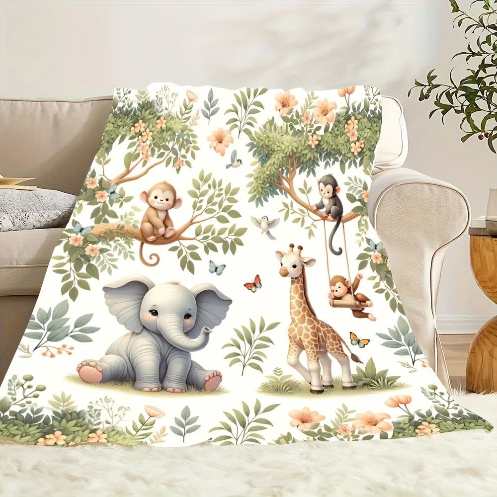Jungle Animal Friends Flannel Blanket 6