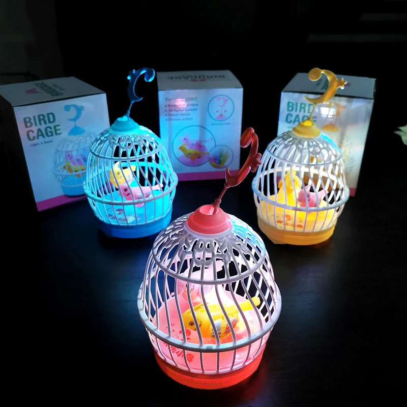 New Simulation Sound Control Bird Cage Fun Electric Sensor With Light Mini Bird Cage Creative Singing Birds Chirping Kids Toys 6