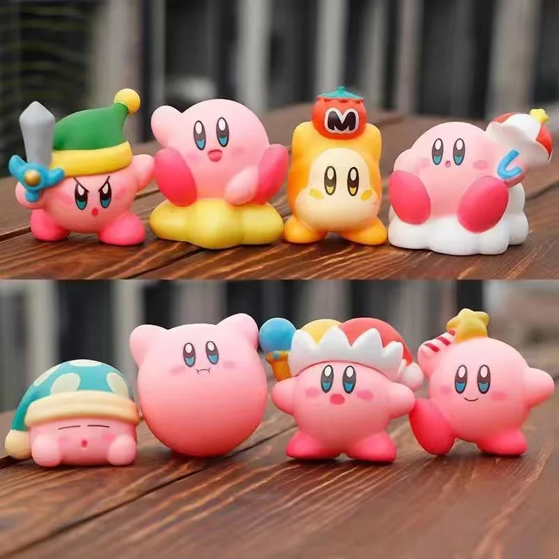 8Pcs/Set Game Super Pink Stars Kirby Action Figures Soft PVC Model Brave  Players Adventure Dream Land Collection Kid Gift Toy