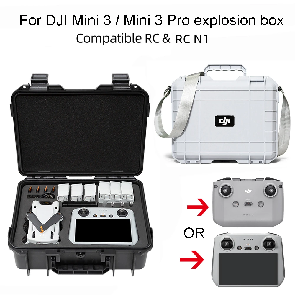 

For DJI Mini 3 Explosion Box & Mini 3 Pro (RC&RC N1) White Shoulder Suitcase For DJI Mini 3 Pro Accessories Boxs