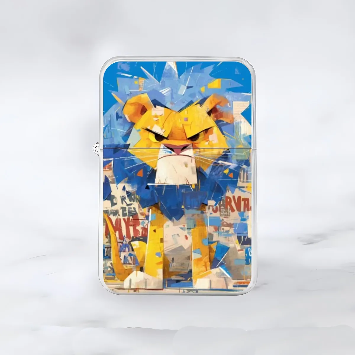 Lighter Metal Windproof Grinding Wheel Kerosene Lighter Oil Painting Little Lion Creative Element Gift Cartoon Pattern