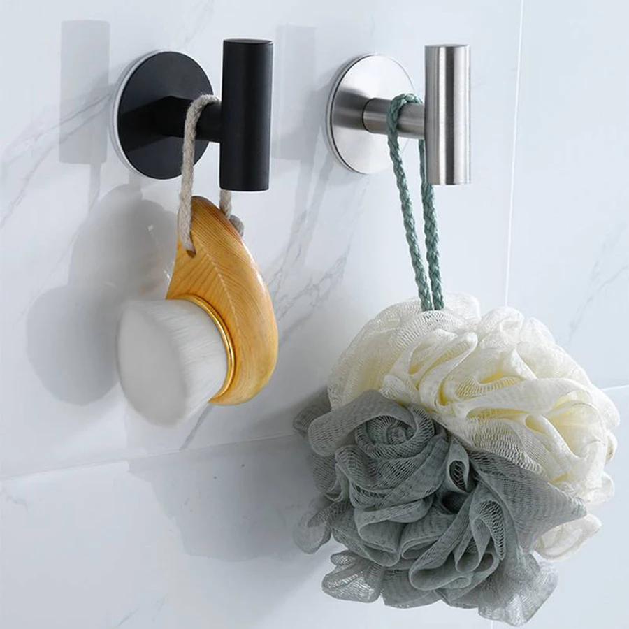 stainless steel hook adhesive hooks wall clothes hook kitchen hook towel hook stainless steel bathroom self-adhesive hook for clothes hats bags no punching required storage