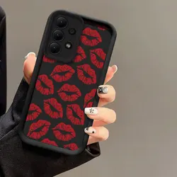 Chic Black & Red Lips Kiss Print Silicone Soft Phone Case Cover - Galaxy A53 5G (Black - 573)