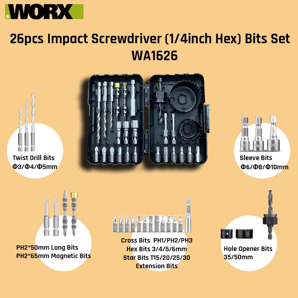 Xiaomi Youpin Worx Drill Bits Set WA1626 26Pcs Bits for Drill Driver