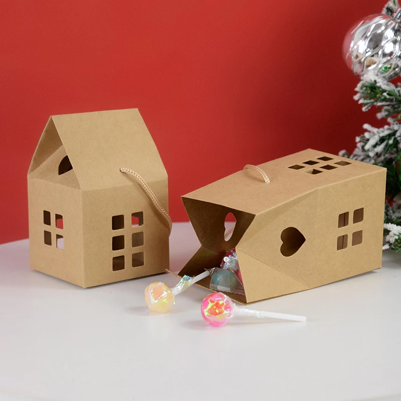 

5Pcs Christmas House Shape Candy Boxes Cookies Gift Wrapping Box for Xmas Party Decoration Kids Gifts Navidad new year 2024