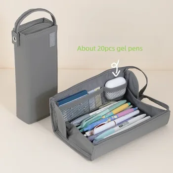 Astuccio portapenne semplice e portatile, di grande capacità, resistente, con tasche in rete, per materiale scolastico e cancelleria.
