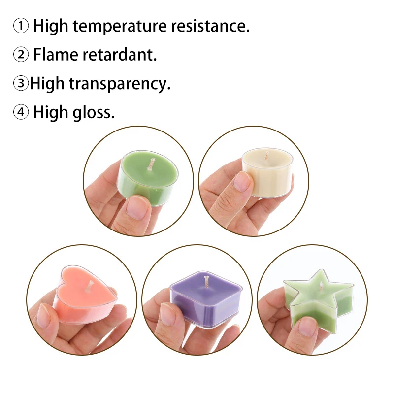 10/20pcs Tealight Candle Cup Acrylic Wax Jar DIY Mini Round Heart Scented Candle High Transparent Flame Retardant Container