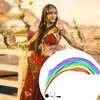 Belly Dance Veil Silk Colorful Silk Flag Ribbon Streamer Gradual Colors Elegant Silk Flag Ribbon With Poi Ball For Dance Flow 2