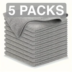 Premium Microfiber Cleaning Cloth Set - 5 Pack, 30x30cm, Multi - Color, Versatile Towels for Home, Kitchen, and Auto Care (Gray)