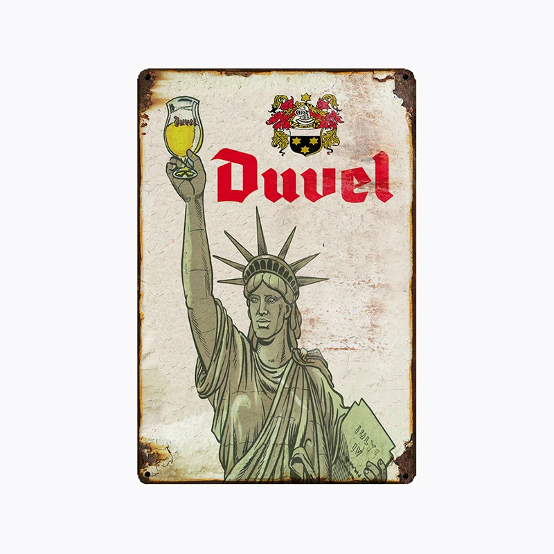

Duvel Belgium BEER Metal Tin Sign Wall Plaque Retro Wine Poster Painting Pub Decoration